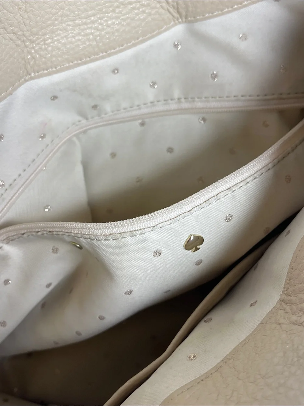 Kate Spade  Quilted Cream Leather Shoulder Bag with Chain Detail